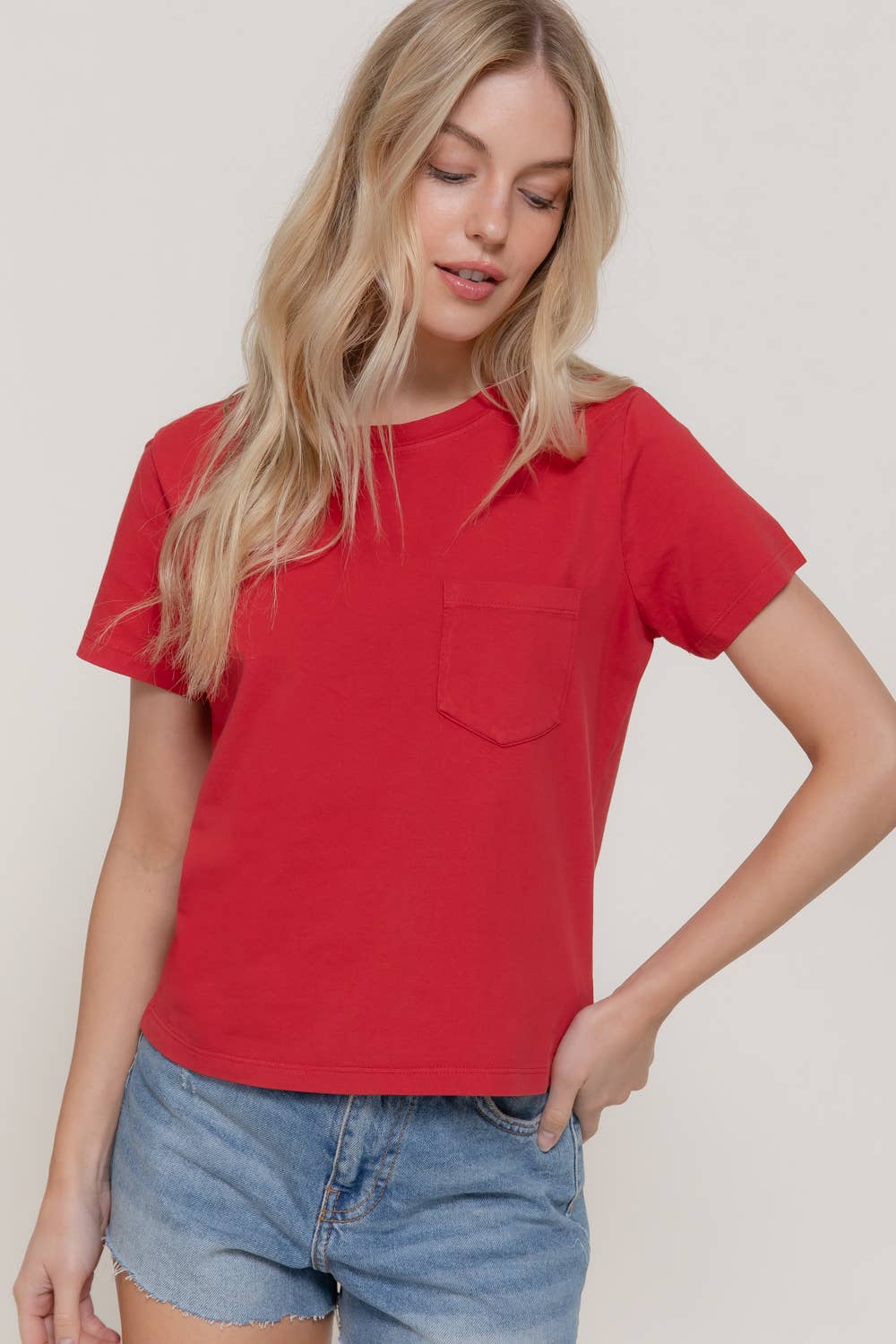 Short Sleeve Garment Dye Knit Top