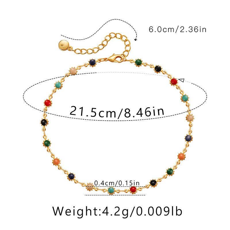 Colored Enamel Small Sun Chain Anklet