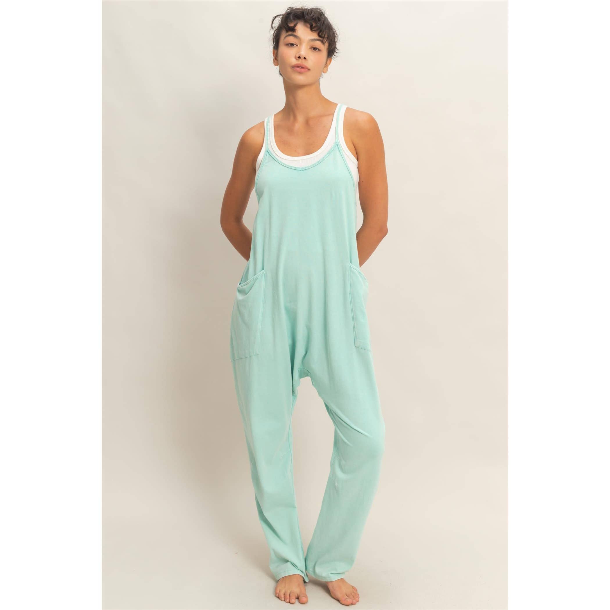 Mineral Wash Spaghetti Strap Jumpsuit