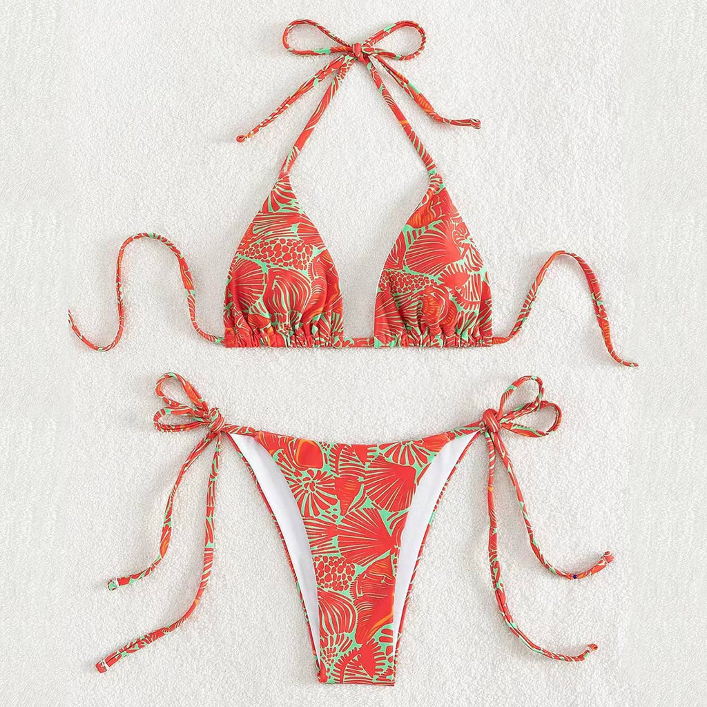 2 Piece Flower Print Bikini Swimsuit