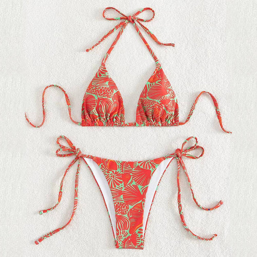 2 Piece Flower Print Bikini Swimsuit