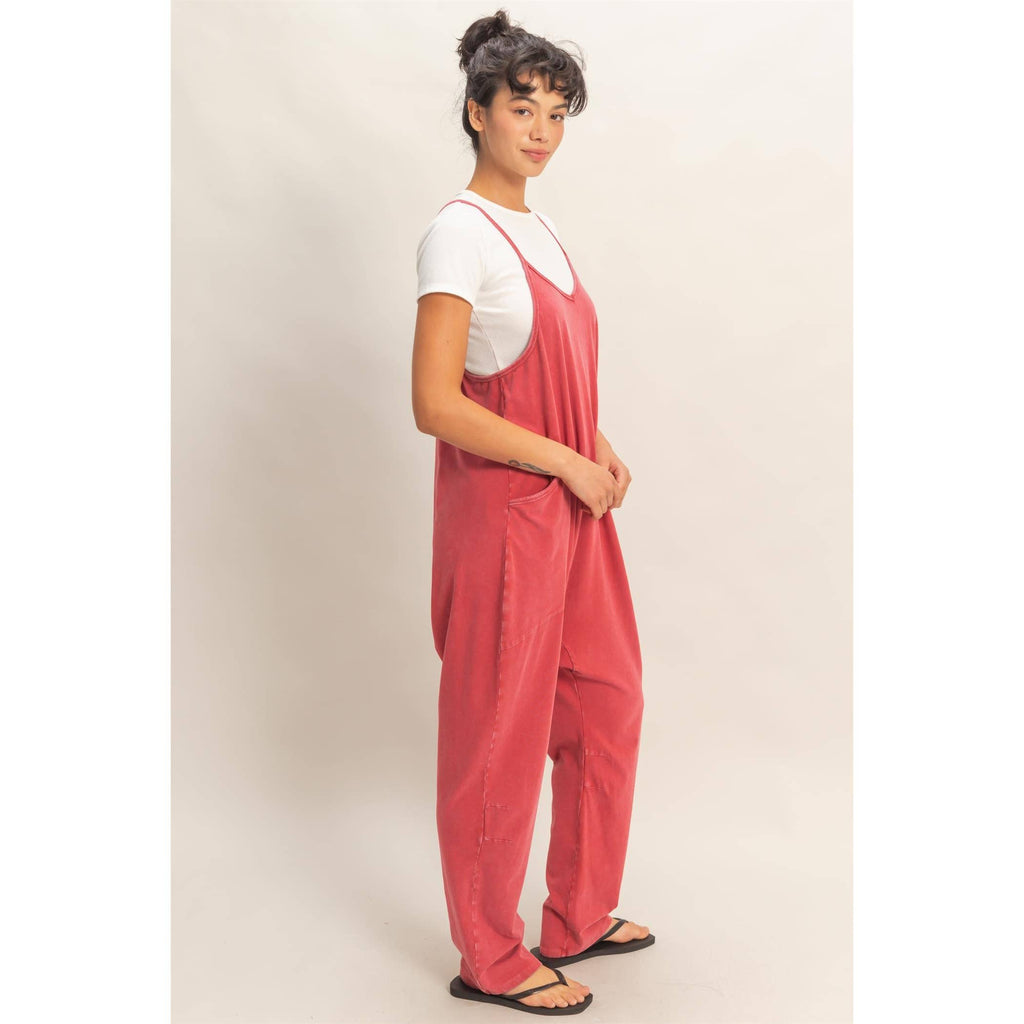 Mineral Wash Spaghetti Strap Jumpsuit