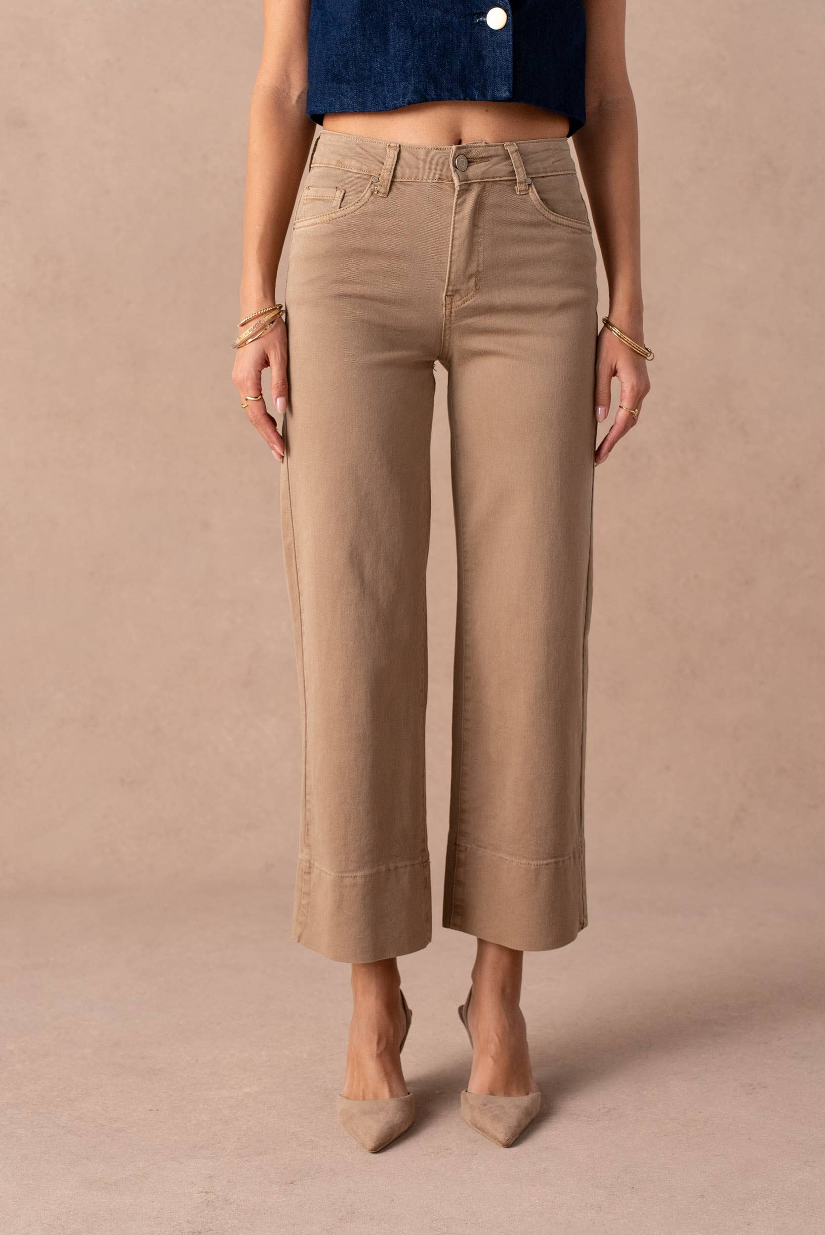 7/8 wide leg jeans with sewn hem