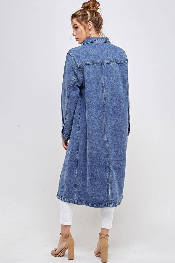 Long Trench Coat Denim Jean Jacket (OPEN PACK)
