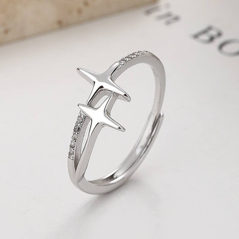 Dainty Star Stacking Band Ring in 925 Sterling Silver