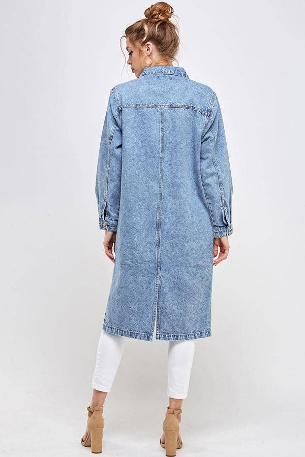 Long Trench Coat Denim Jean Jacket (OPEN PACK)