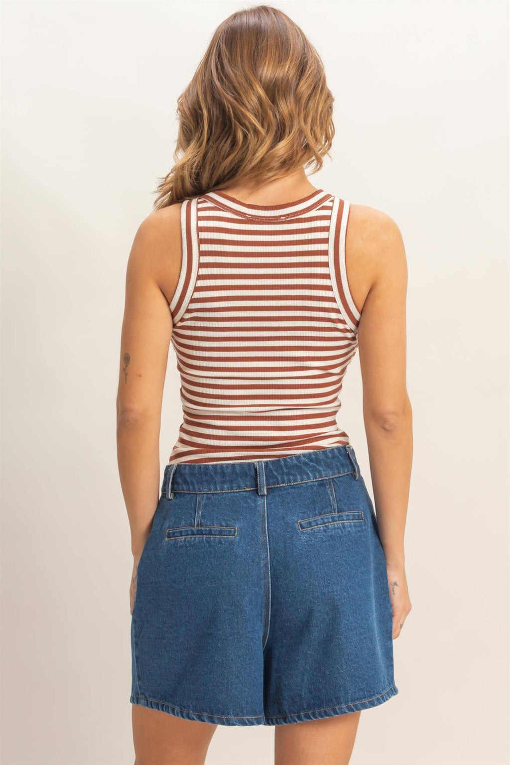 Striped Ribbed Racerback Tank