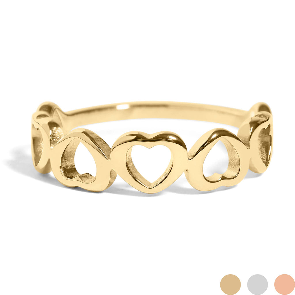 Stainless Steel PVD Coated Sideways Heart Stacking Ring
