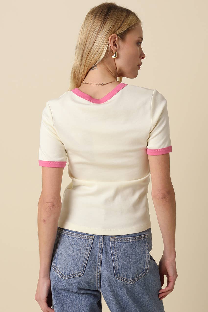 Ivy Contrast Trim Crewneck Tee