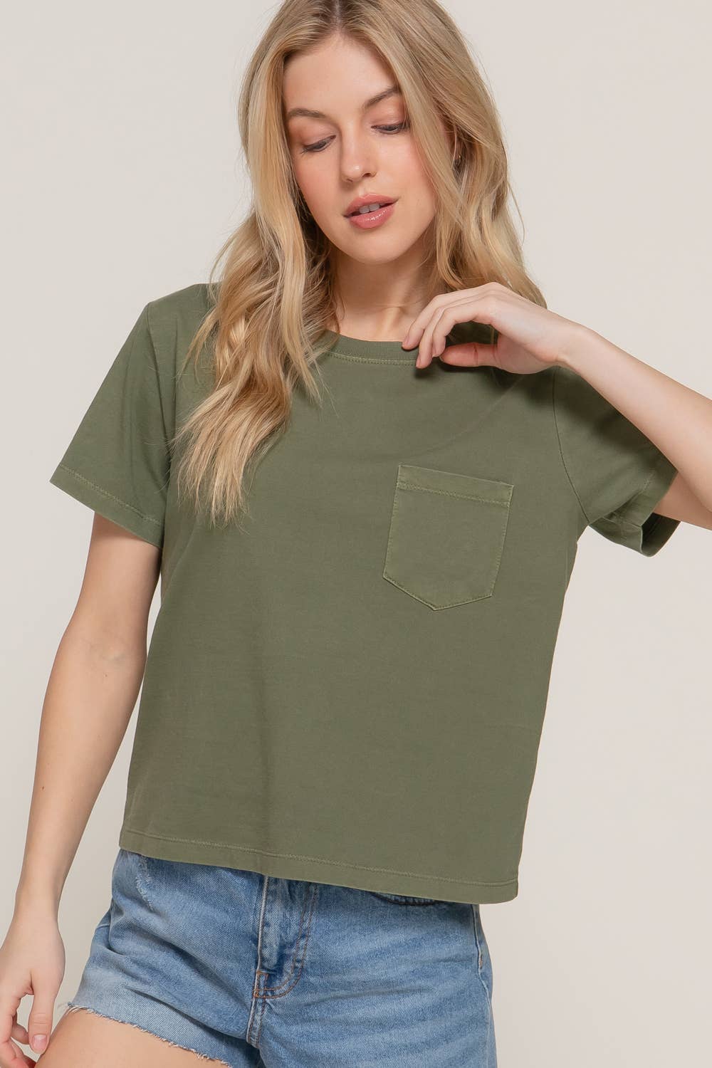 Short Sleeve Garment Dye Knit Top