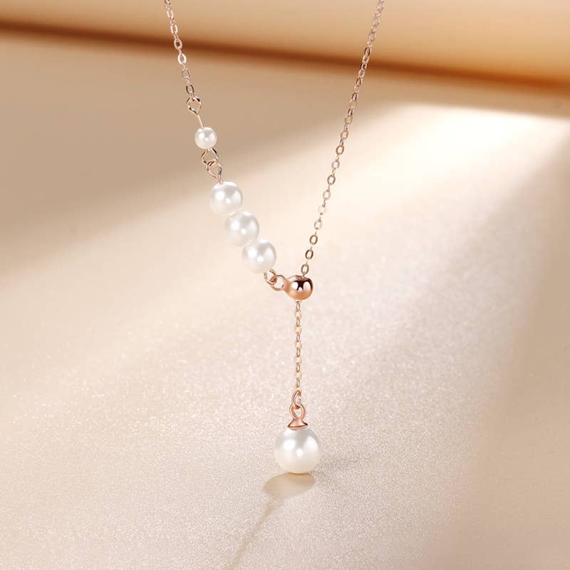 Simple Elegant Pearl Pendant Necklace in 925 Sterling Silver