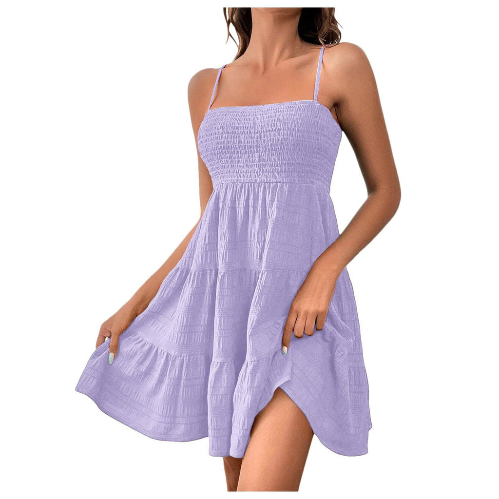 Women’s Smocked Spaghetti Strap Tiered Mini Dress