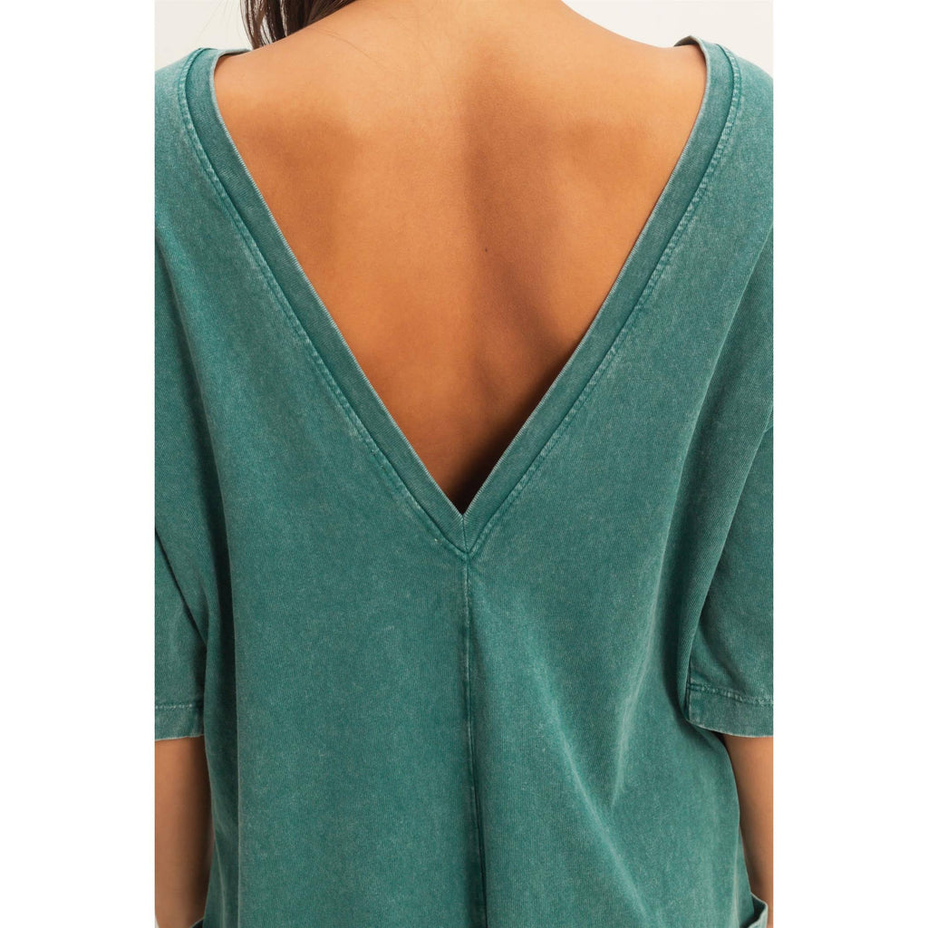 Mineral Washed V-Back Romper