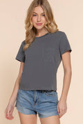 Short Sleeve Garment Dye Knit Top