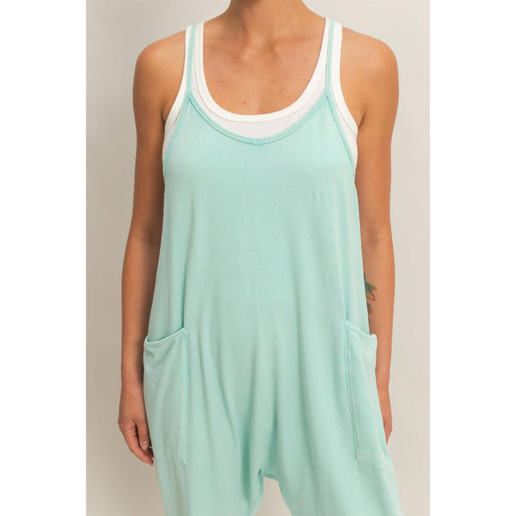 Mineral Wash Spaghetti Strap Jumpsuit