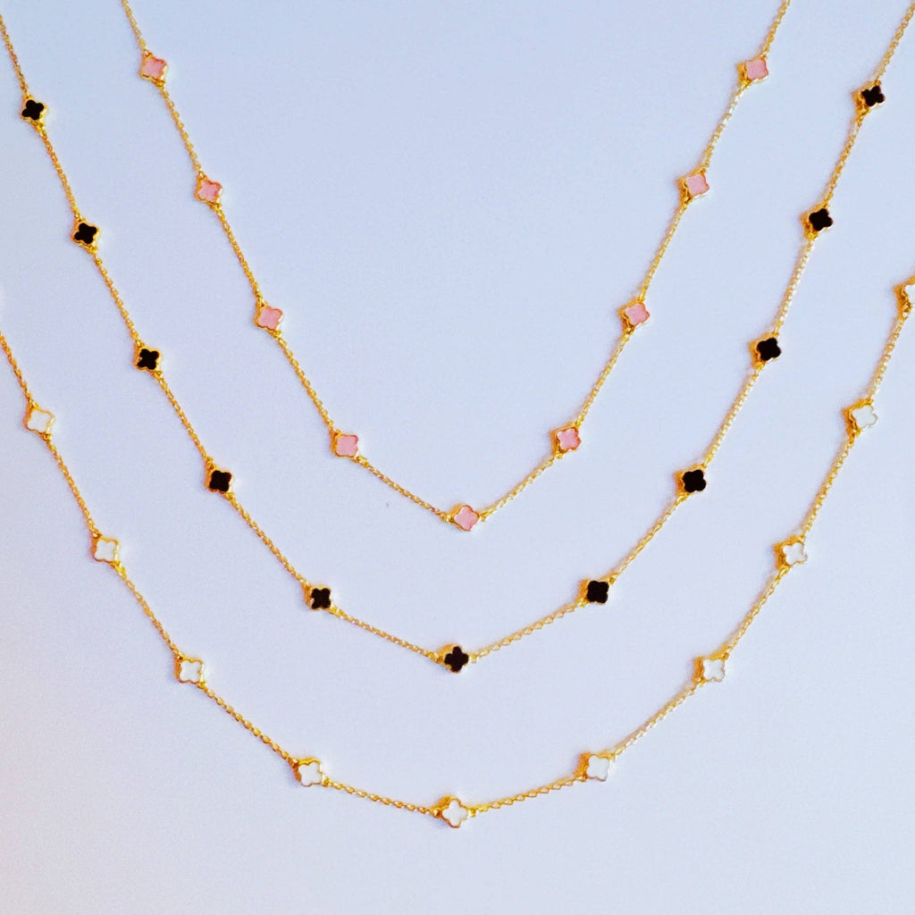 Petite Colored Clover Necklace