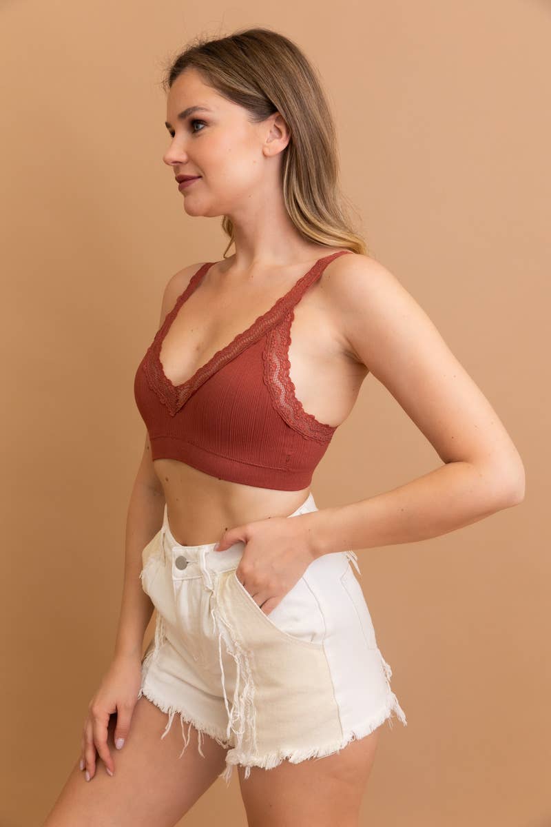 Lace Trim Padded Bralette - Immediate Shipping