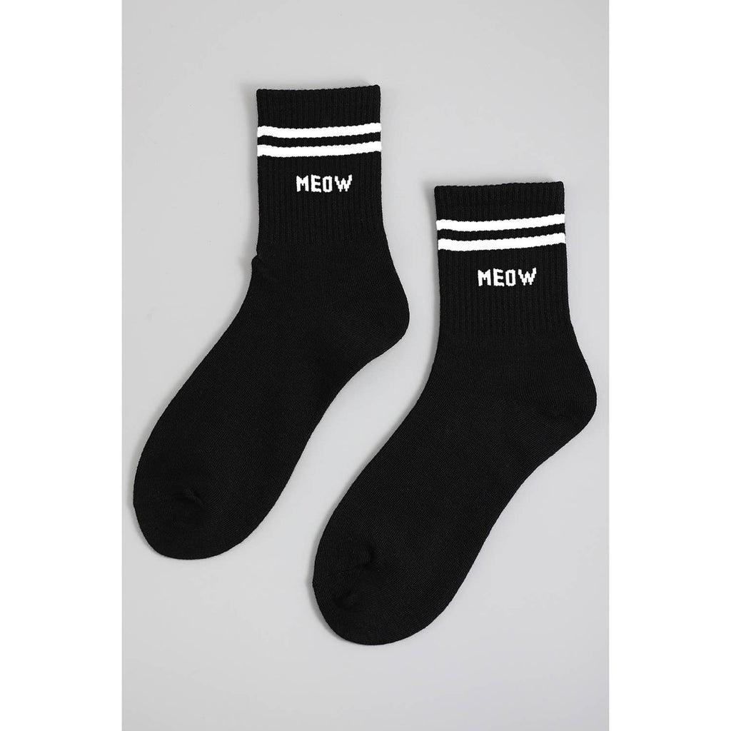 MEOW STRIPED ANKLE SOCKS