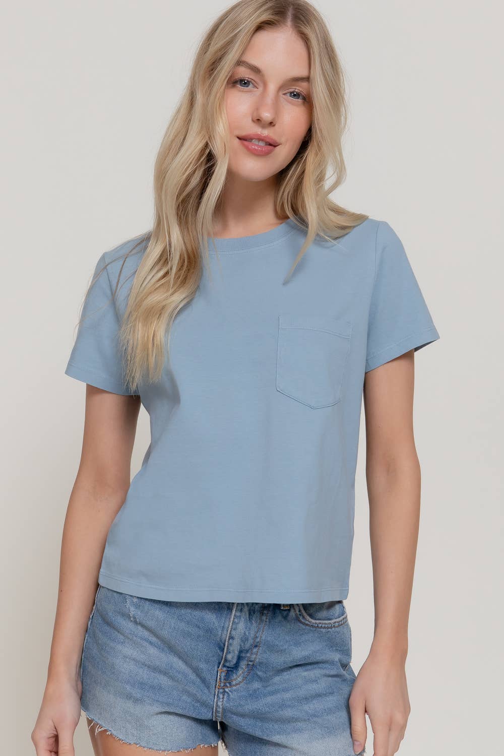Short Sleeve Garment Dye Knit Top