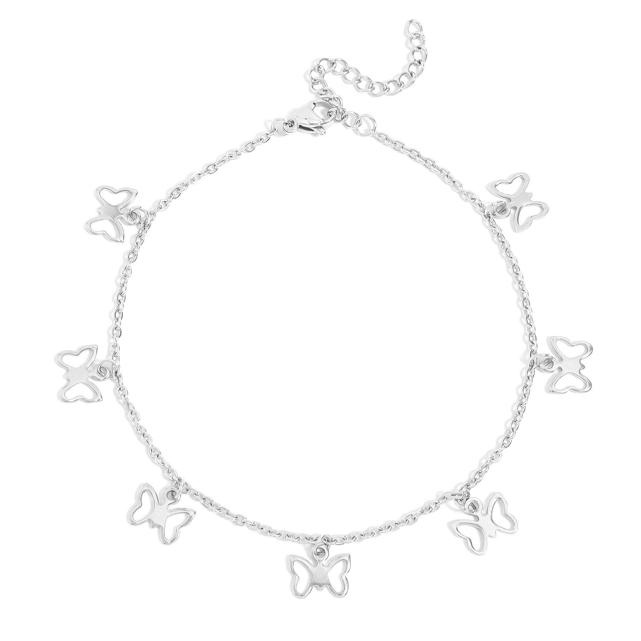 18K Gold PVD Stainless Steel Butterfly Charm Anklet