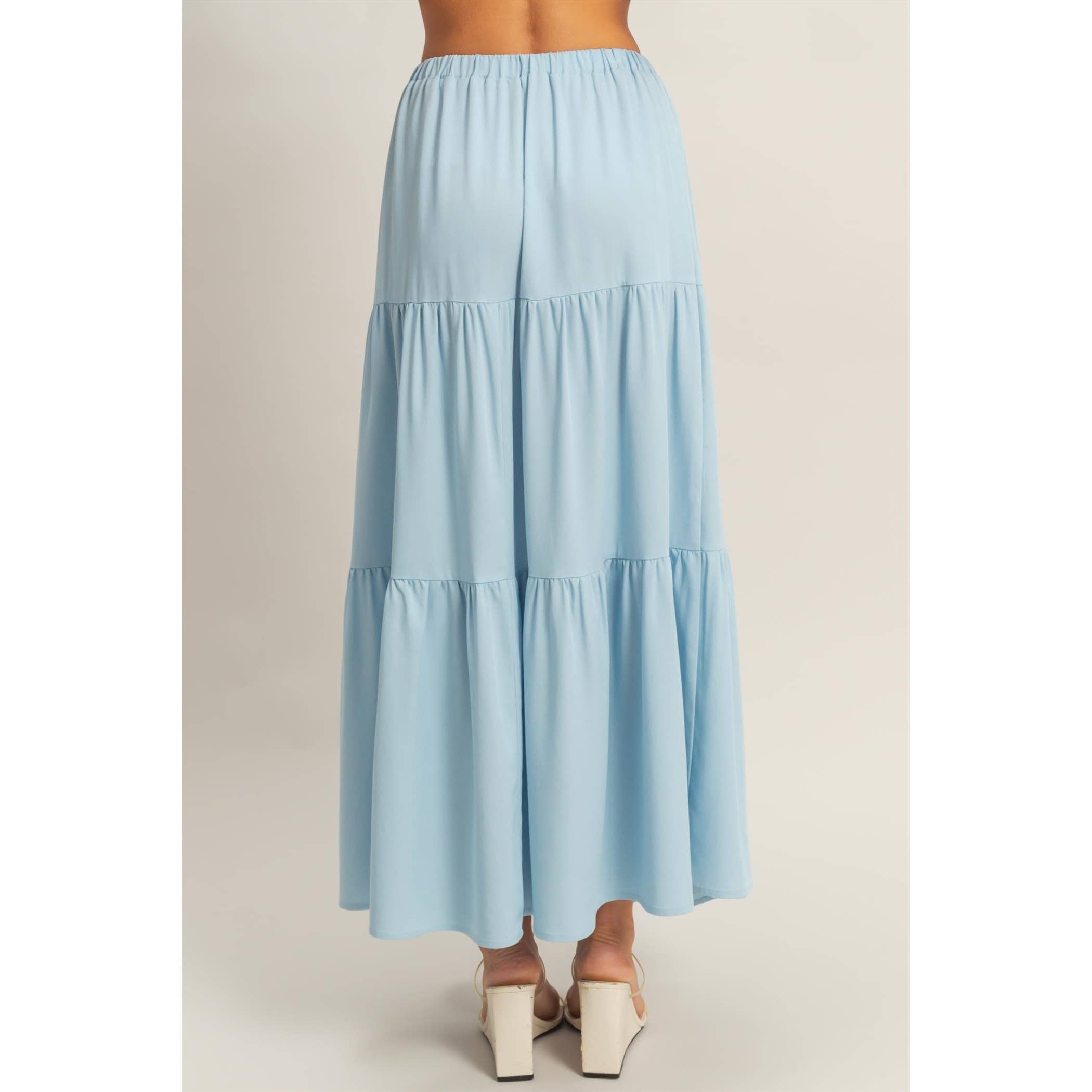 Elastic Waist 3-Tier Skirt