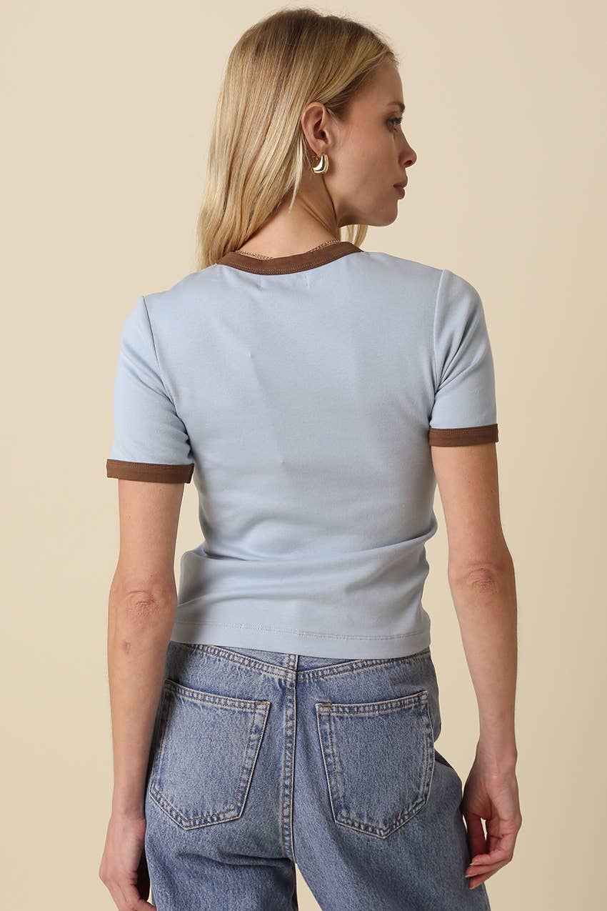 Ivy Contrast Trim Crewneck Tee