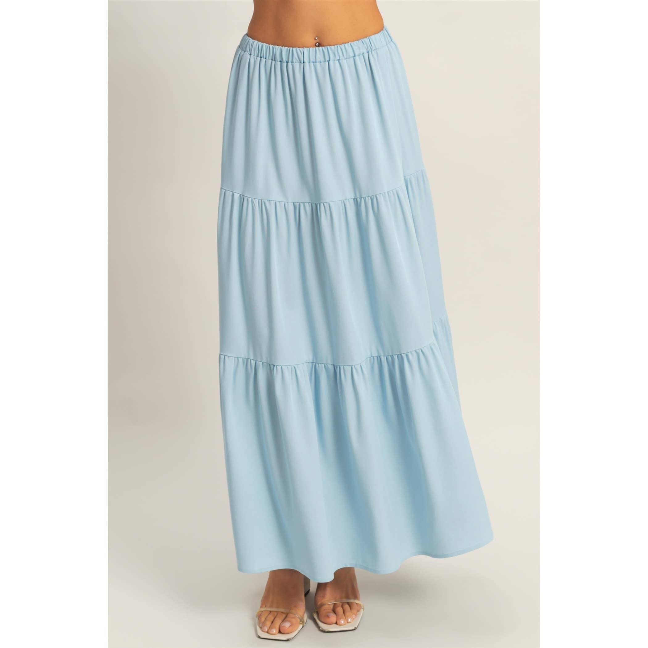 Elastic Waist 3-Tier Skirt