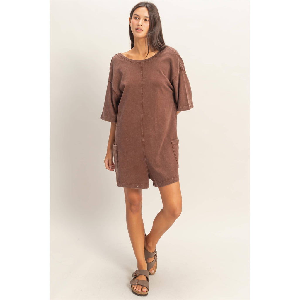 Mineral Washed V-Back Romper