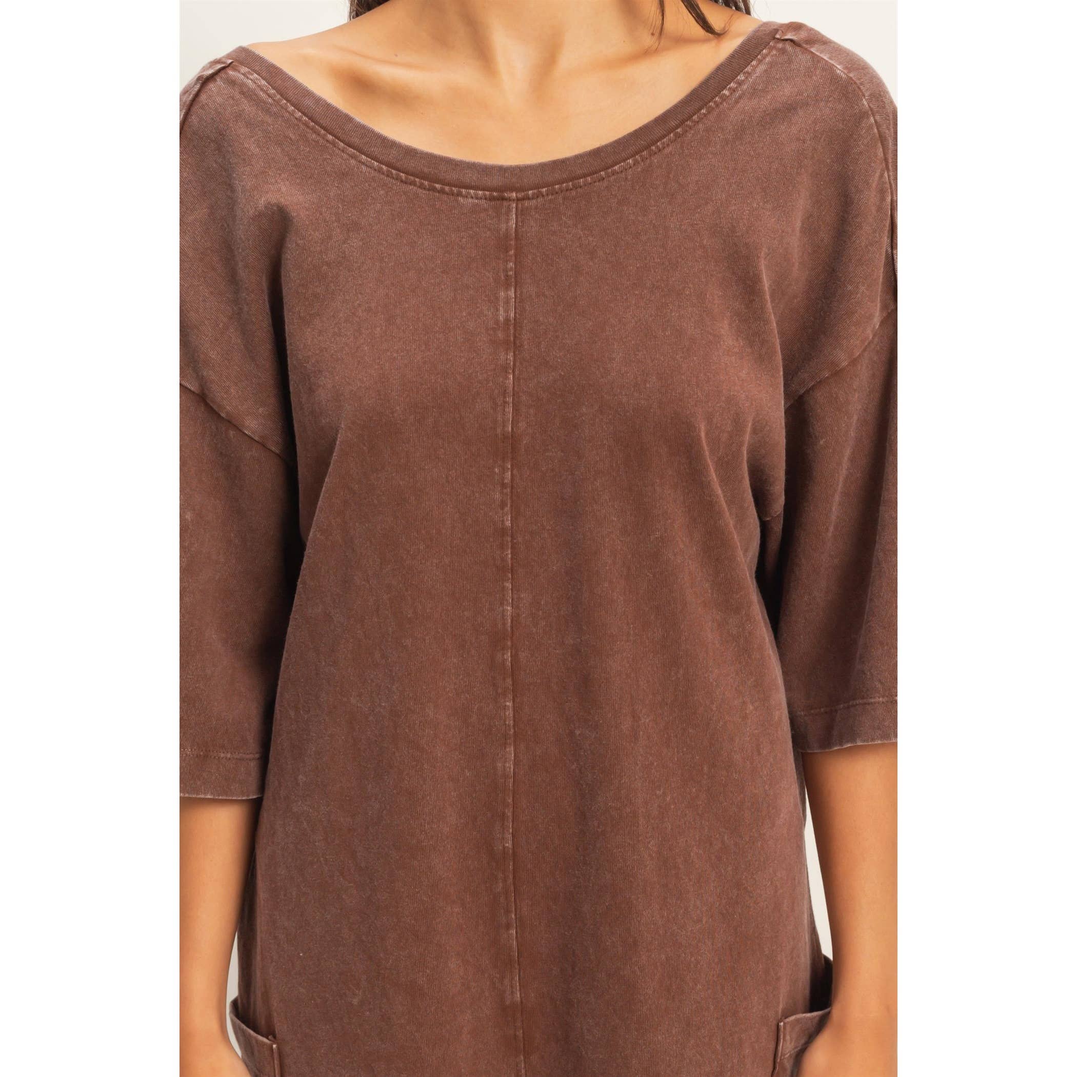 Mineral Washed V-Back Romper