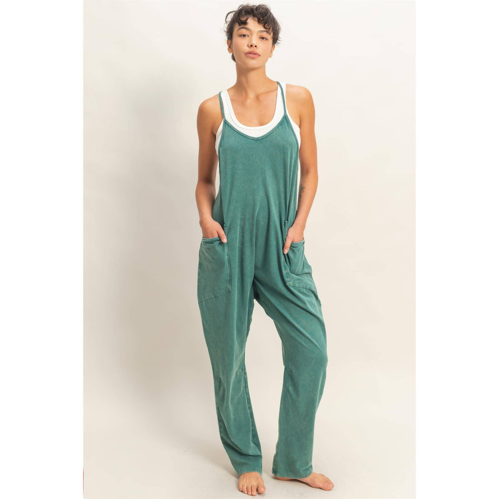 Mineral Wash Spaghetti Strap Jumpsuit