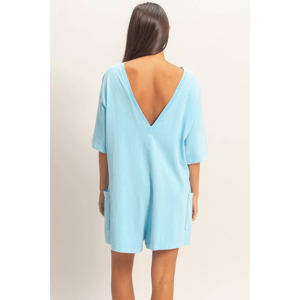 Mineral Washed V-Back Romper