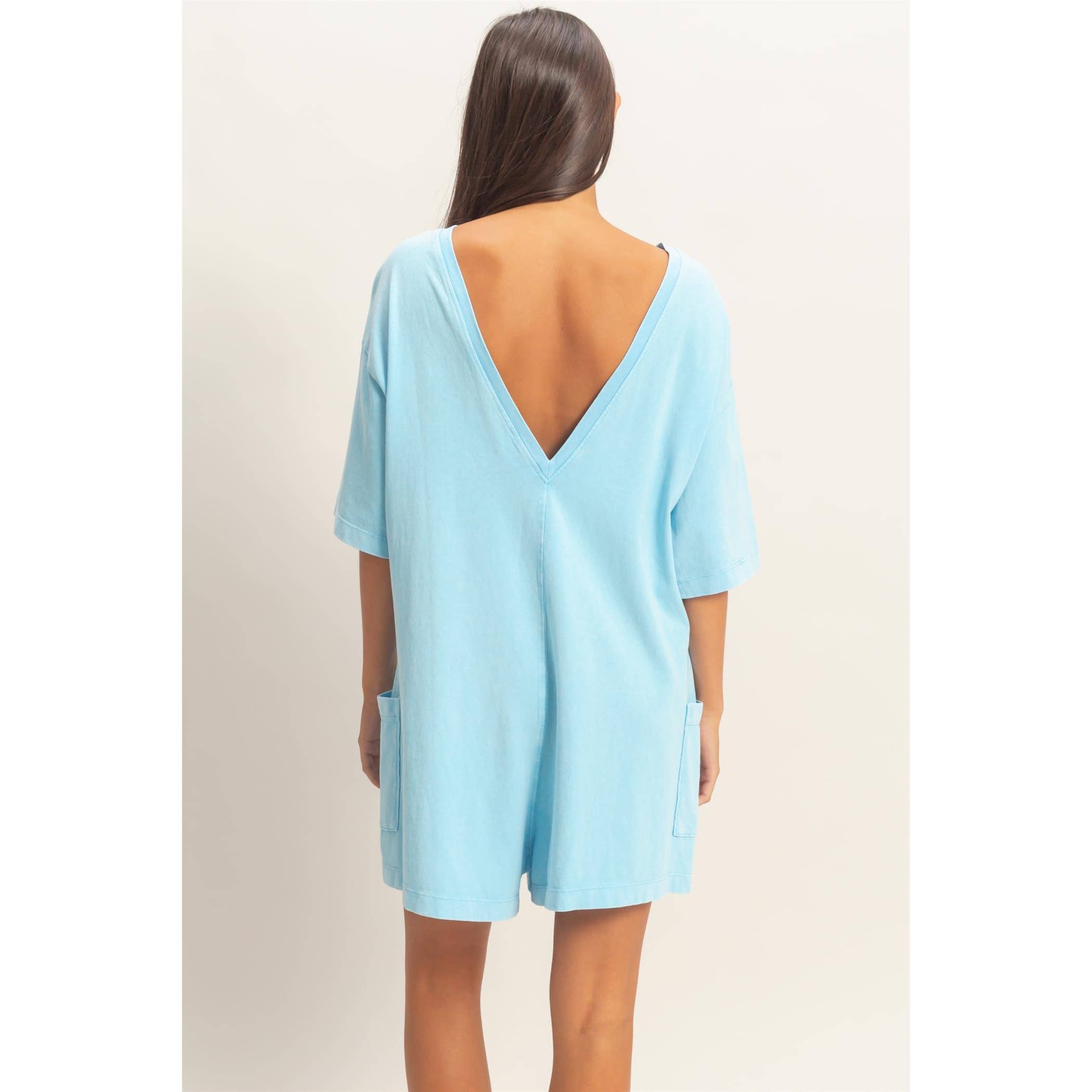 Mineral Washed V-Back Romper
