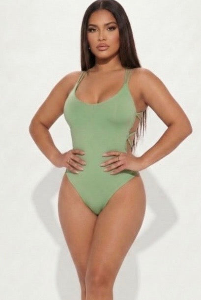 Sexy Solid Color Crisscross Back V-neck Bodysuit