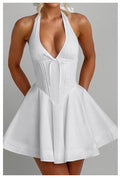 Halter Flared Skirt Casual Dress