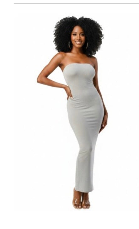 Solid Strapless Maxi Dress