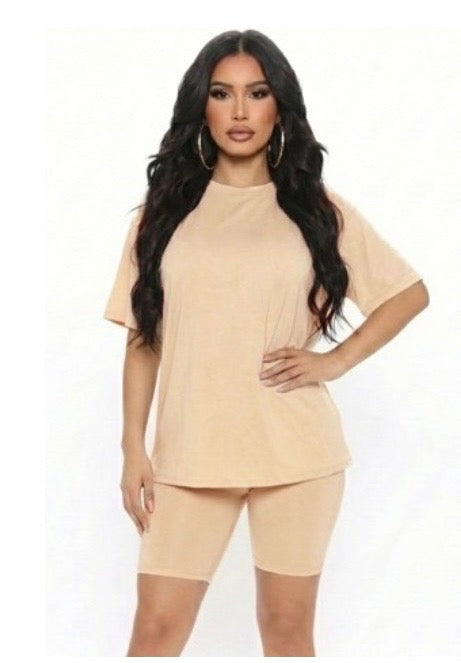 Loose Fit Top & Biker Shorts Set