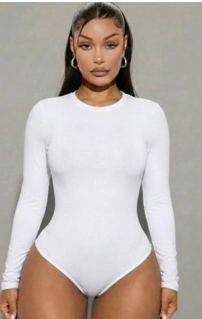 Solid Long Sleeve Round Neck Bodysuit