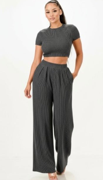 Zig Zag Rib Wide Pants Set