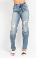 High Waist Dad Straight w/ harsh tint & destroy
