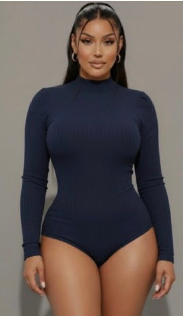 Ribbed Long Sleeve Mock Neck Bodysuit