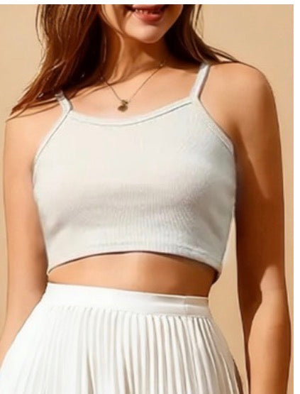 Ribbed knit crop top sleeveless fitted tank