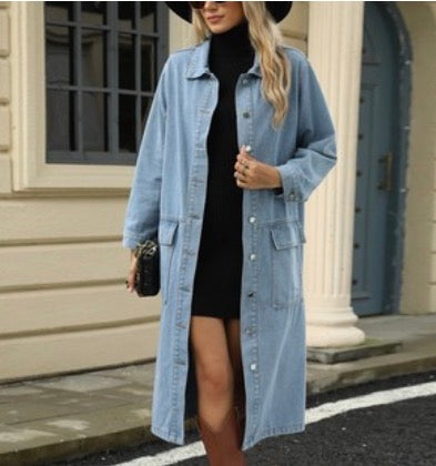 Simple Pocket Denim Long Sleeve Shirts