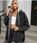 Washed Loose Long-sleeved Hooded Denim Jacket