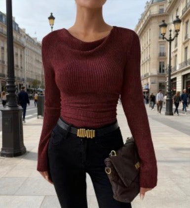 Solid-colored Long-sleeved Casual Knitt Sweater
