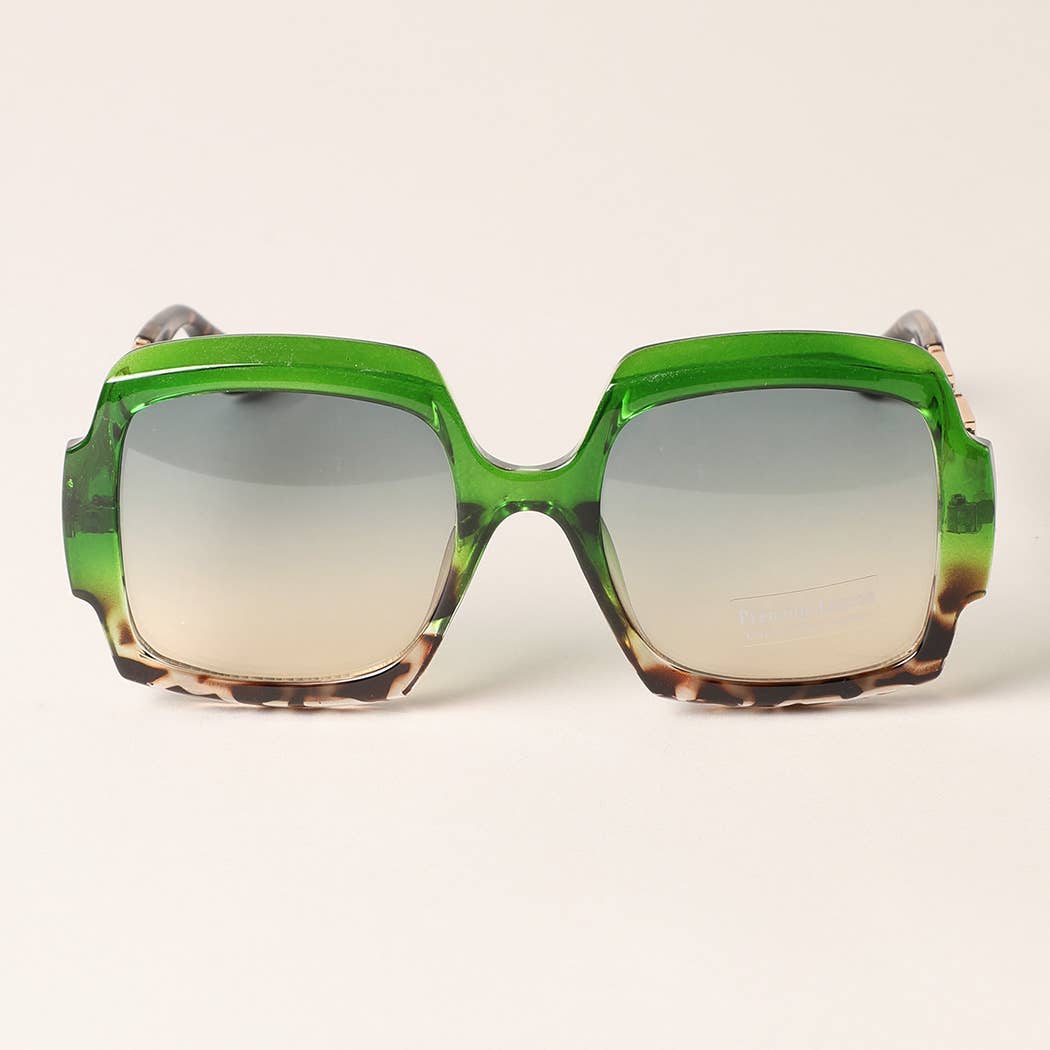 Large Square Shape Mix Color Frame Sunglasses