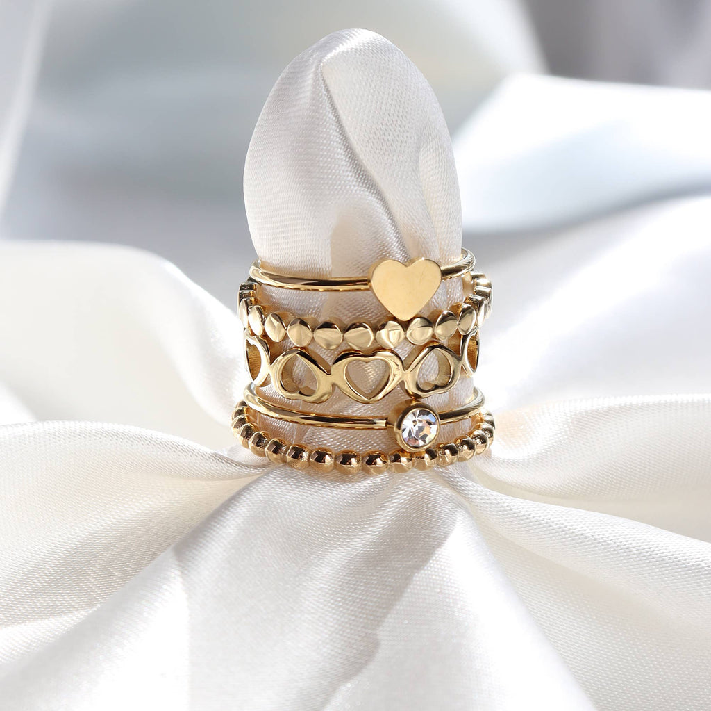 Stainless Steel PVD Coated Sideways Heart Stacking Ring