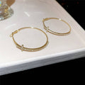 Silver Diamond Cross Round Ear Hoops