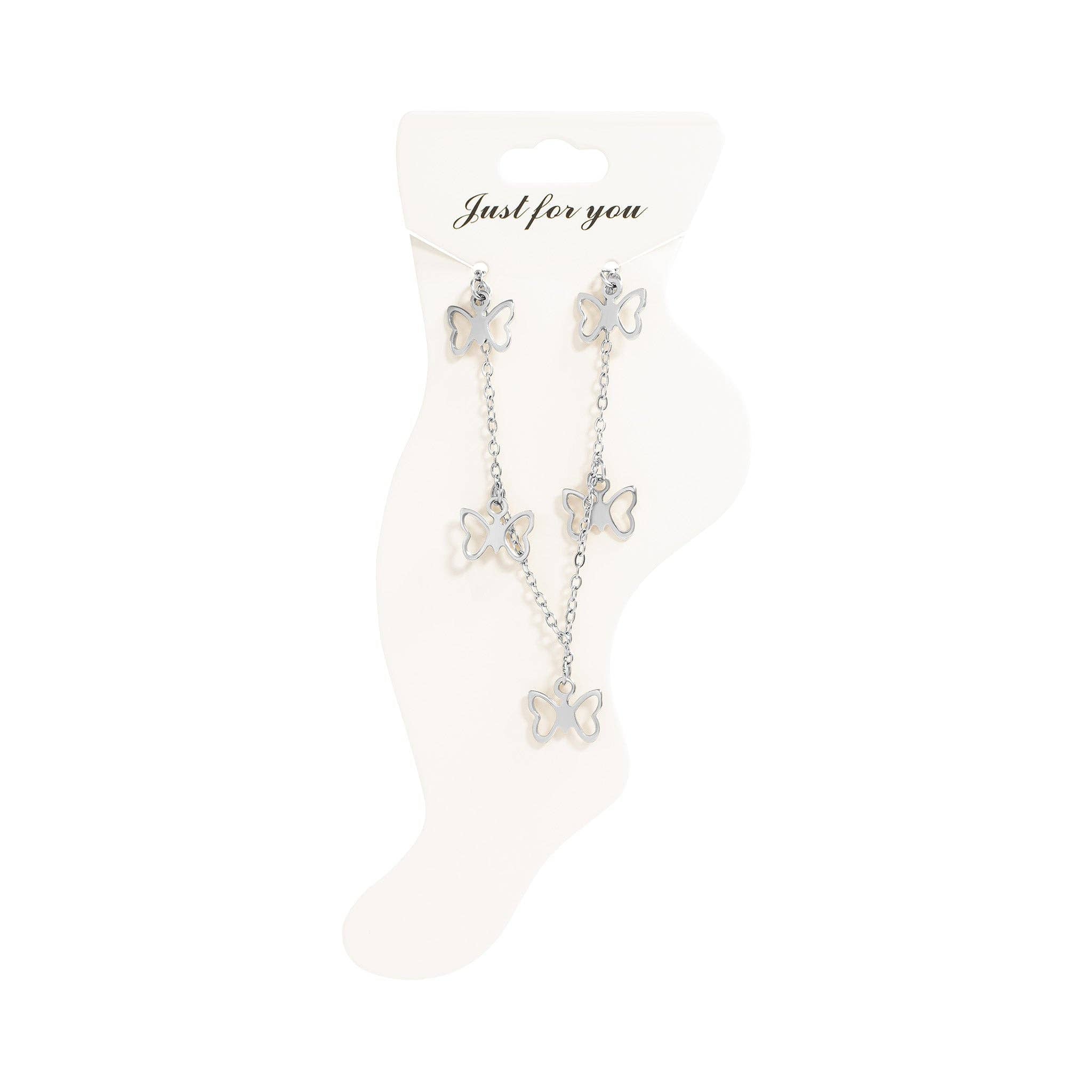 18K Gold PVD Stainless Steel Butterfly Charm Anklet