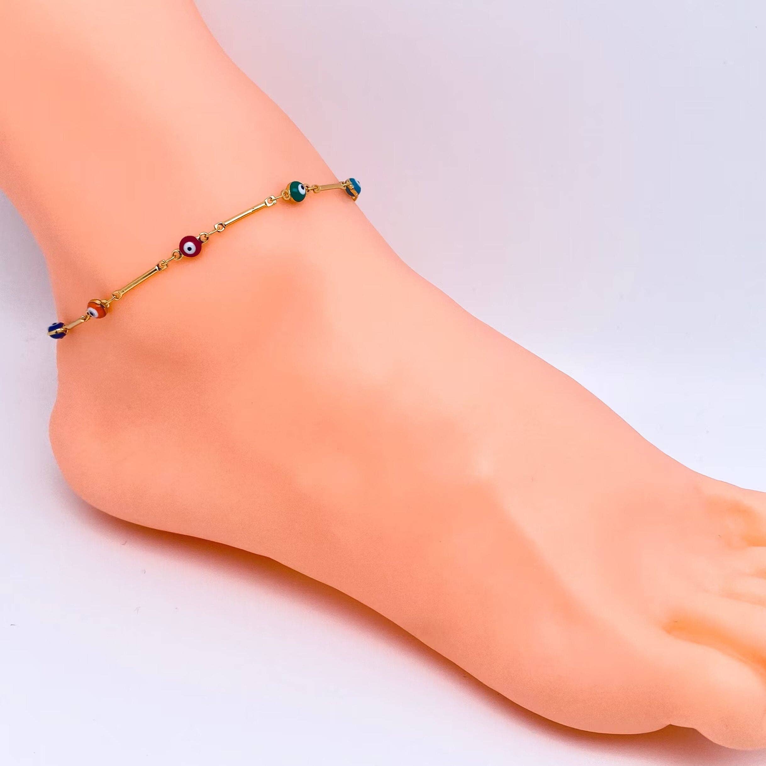 Colored Enamel Evil's Eyes Chain Anklet