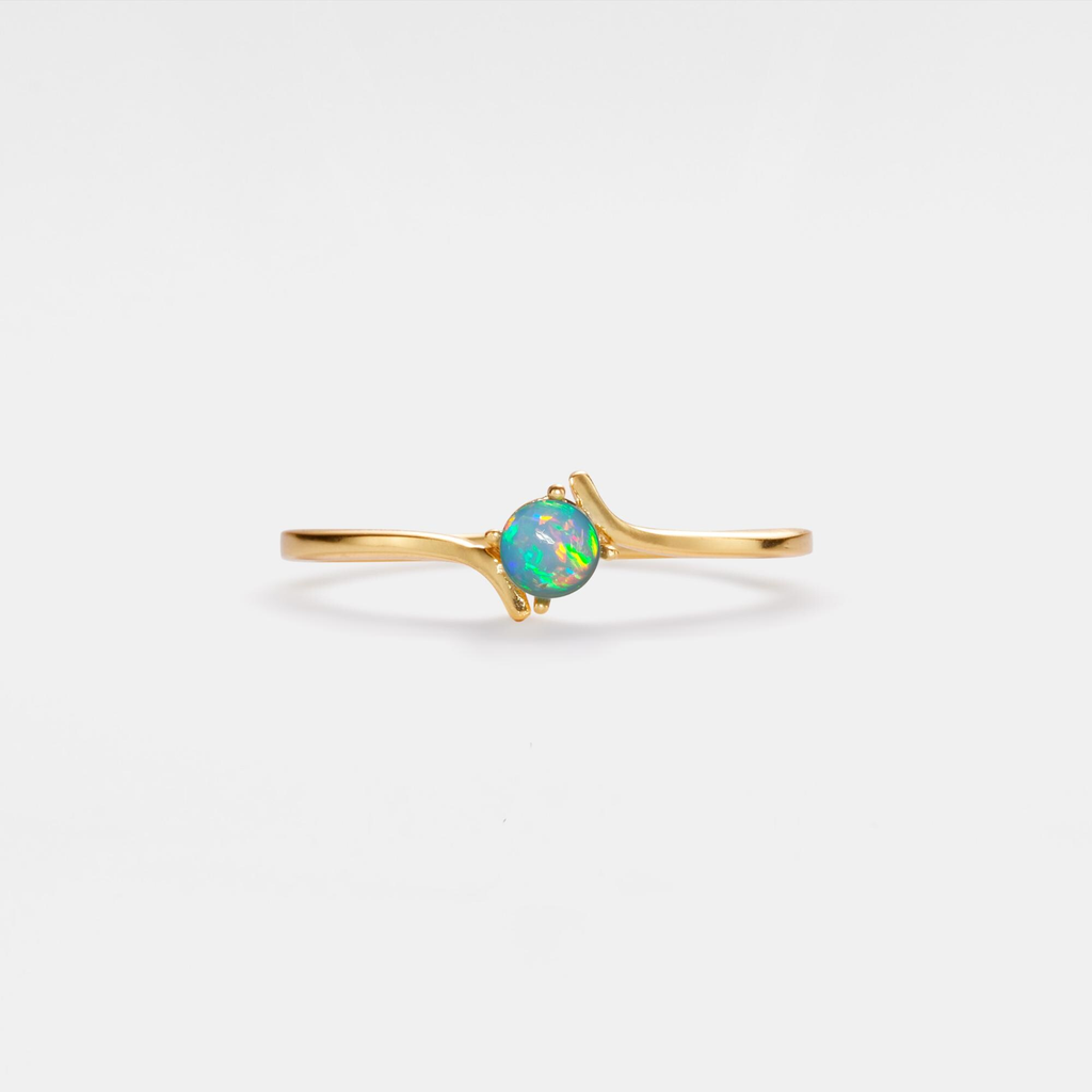 Natural Opal Stacking Thin Band Ring in 925 Sterling Silver